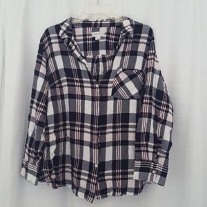 Ava & Viv plaid blouse 3X